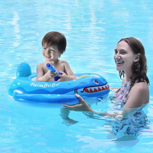 Gratis svømme baby oppblåsbar svømmesete flytebåt med sikkerhetssete basseng ride-on leker