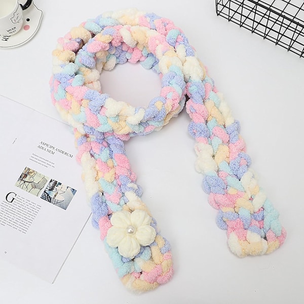 500g (250gx2) Chunky Garnboll ca 54m Chenille Chunky Pälsgarn Mjuk Ull Chunky Garn Mjuk Stickgarn för Virkade Filtar Halsdukar Hattar marshmallow