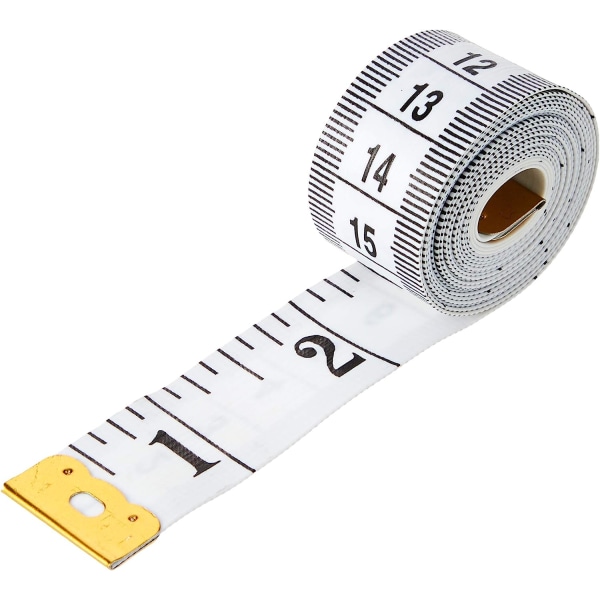 2-sidigt måttband | Lämplig för att mäta kropp | Sytejp | Inches & Cms | 150 cm | 60 tum | Plus bonus e-bok (vit)