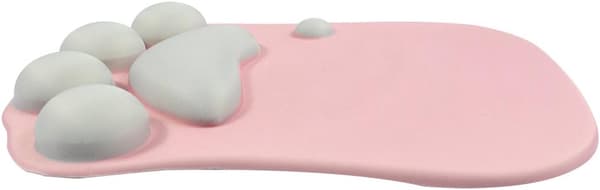 Gaming musematte med gel håndleddsstøtte, søt katt håndledd myk silikon håndleddsstøttepute (rosa)