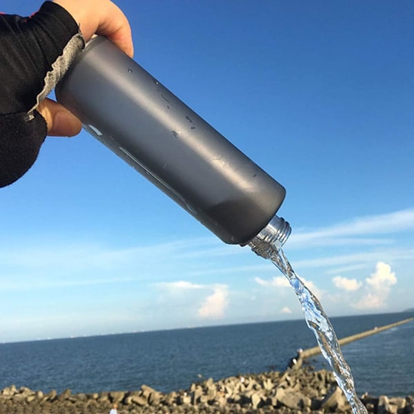 Platt vattenflaska, plast genomskinlig platt vattenflaska camping vattenflaska, återanvändbar smal vattenflaska