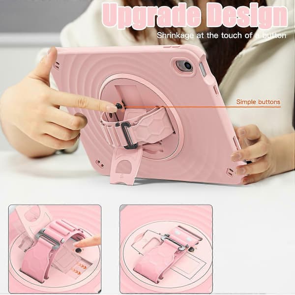 For iPad 10.9 (2022) Deksel Stativ TPU+PC+Silikon Nettbrettdeksel - Rosa