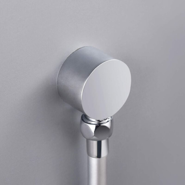 Duschvattenvinkel, Rund Vattenvinkel, Väggmonterad Vinkelventil, Polerad Krom-Solid Mässing (Silver)