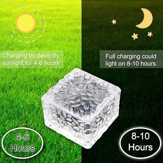 Solcells drivna LED-frostade glas trädgårdsstig tegellampor för utomhuslandskapsbelysning och däck - 4-pack