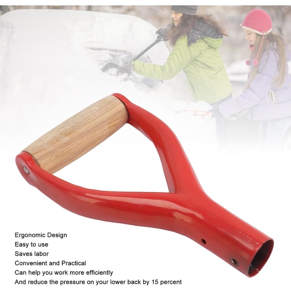 Spade D-grep håndtak, spade snøskuffe erstatningshåndtak hagetilbehør, 31mm innerdiameter spade snøskuffe grave riveverktøy (rød)