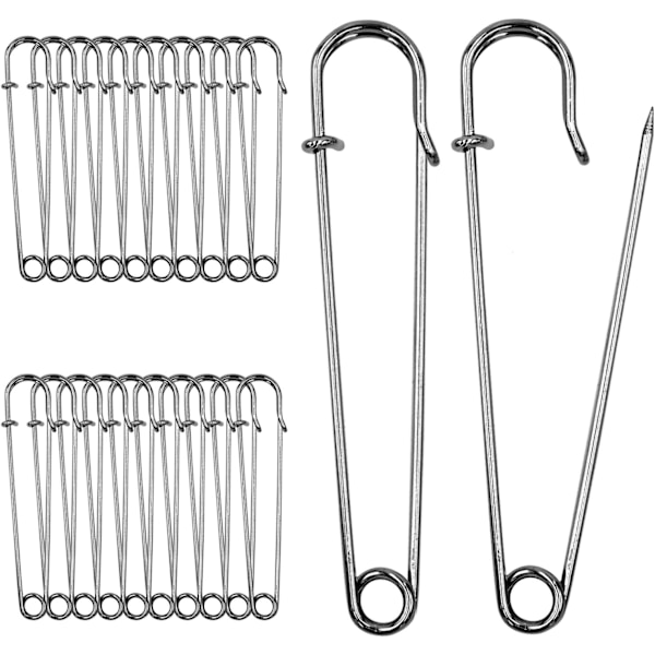 4 tum stora säkerhetsnålar för kläder Stora säkerhetsnålar Säkerhetsnål för mode, sömnad, quiltning, filtar, klädsel, tvätt och hantverk (10 cm, 20 st)