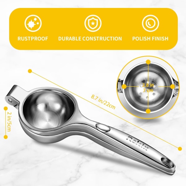Citronpresser, kraftig citruspresser, limepresser i metal, solid håndpresser, holdbar appelsinpresser, citrusfrugtpresser
