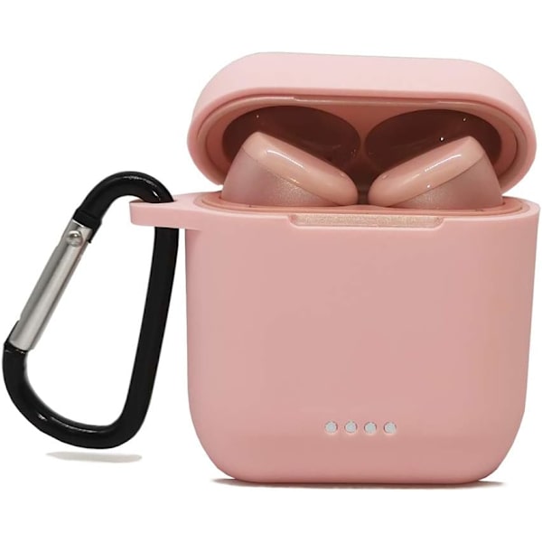 Bluetooth-øretelefonsilikoneetuiet er kompatibelt med Tozo t6, LED, tozo t6-etui med nøglering. (pink)