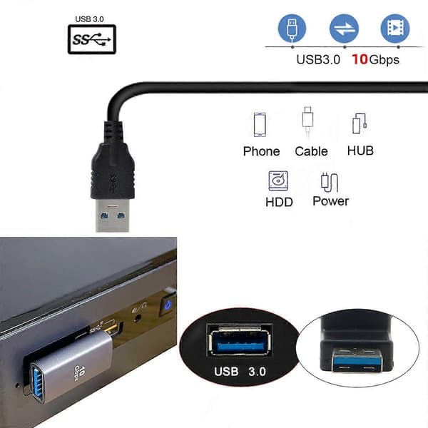 U3-018-LP 10Gbps USB3.0 Hane till Hona Ström Dataöverföringsadapter 90 Grader Vänstervinklad Typ