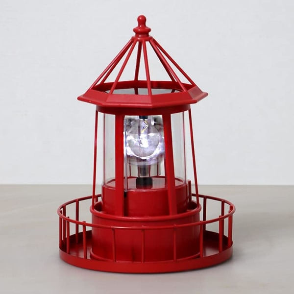 LED Solar Light Powered Rotating Lighthouse Beacon Lamp, Outdoor Courtyard Waterproof Solar Lamp