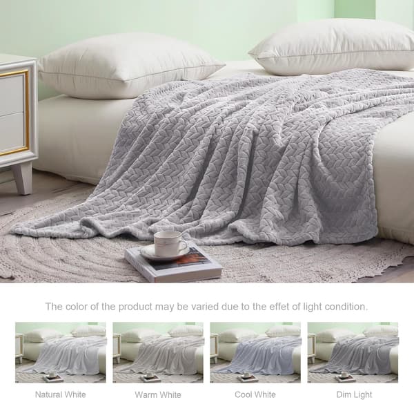 Blødt Fleecetæppe til Seng, Dobbeltstørrelse, Blødt Åndbart Fluffy Tæppe, Dekorativt Plys Sengetæppe, 150x200 CM, Lysegrå Light Grey