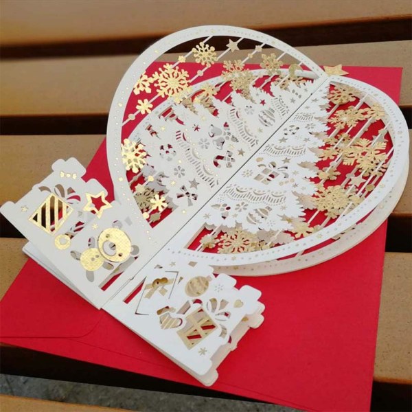 3D julhälsningskort, popup-kort med kuvert