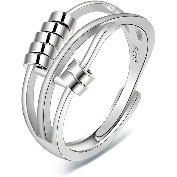925 Sterling Sølv Ring til Angst - Retro Spinner Ring til Lindring af Angst og Stress