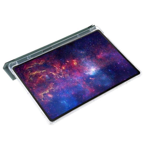 Fodral för Samsung Galaxy Tab S10+ PU Läder Origami Ställ Klar Tablet Skydd - Midnattsgrön