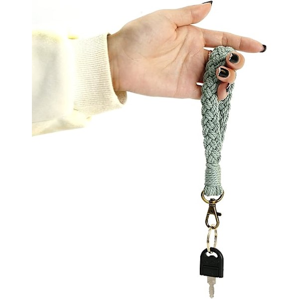 Blød Makrame Nøglering Boho Håndlavet Håndledsrem Armbånd Nøglering Country Style Håndledsrem Håndlavet Holder til Kvinder