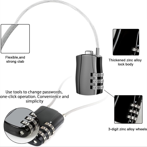 Kode hængelås flykuffert udvendig dør lås, 3-cifret kode hængelås