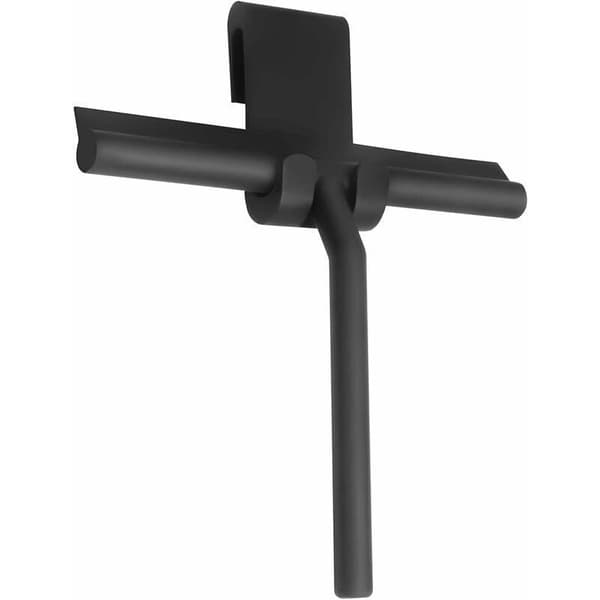 8.6 X 6.5 tommer bruseskraber med silikoneholder, rustfrit stål kerne til badeværelse, glas, brusedør - Sort