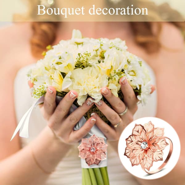 24 Pakk Serviettringer Legering Uthulet Blomstring Serviettholder Pynt Utsøkt Husholdning Blomster