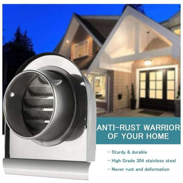 150 mm ventilationsrist i rustfrit stål, U-ventilationsrist med insektnet, ventilationsrist med 45° lameller, til køkken