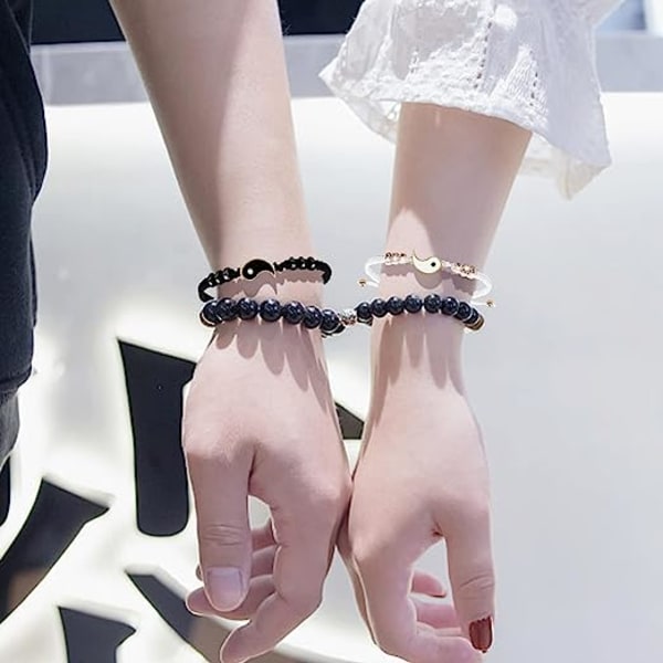 4 Yin Yang justerbar snor armbånd, Yin Yang par armbånd, matchende Yin Yang bedste ven armbånd