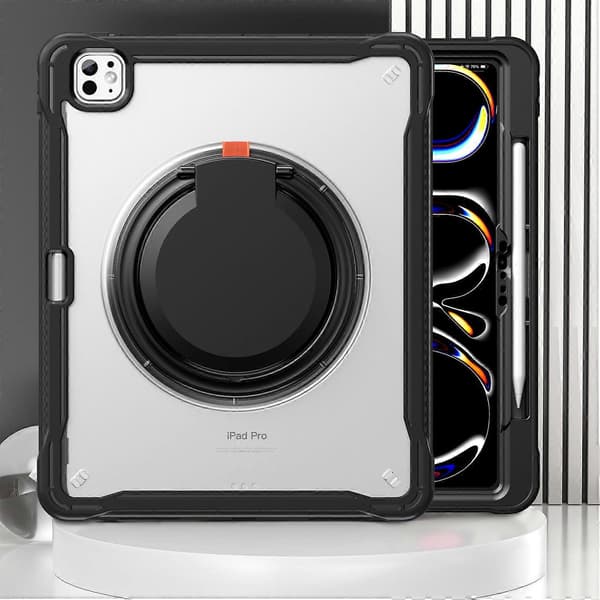 Fodral för iPad Pro 13 (2024) Roterande Ställ PC+TPU+Silikon Tablet Skydd