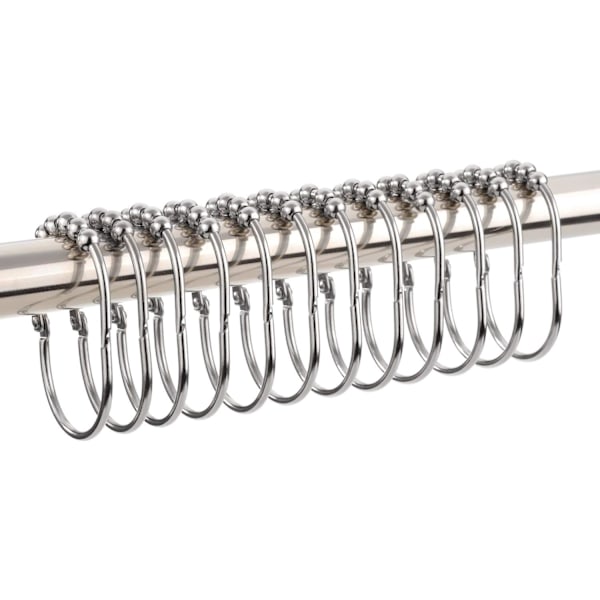 12 st Duschdraperihakar, Metallbreda Duschdraperihakar för Badrumsduschstång Polished Chrome