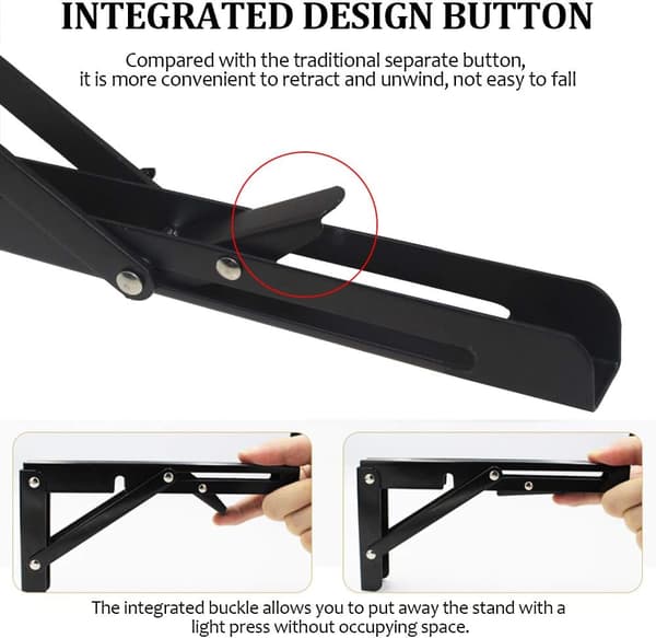 Folding Shelf Stainless Steel Bracket - Heavy Duty Metal Foldable Shelf Bracket For Triangle Table Bench, Wall Rack
