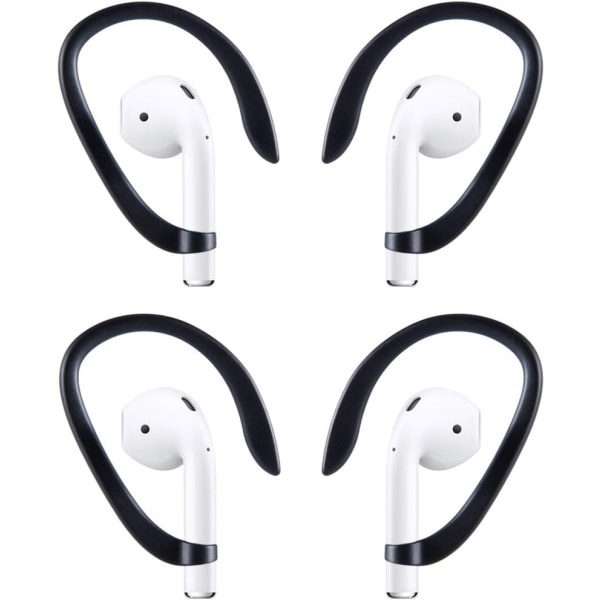 2 par AirPods-kompatibla öronkrokar, sportkrokar för löpning, jogging, cykling, gym och andra fitness (svart)