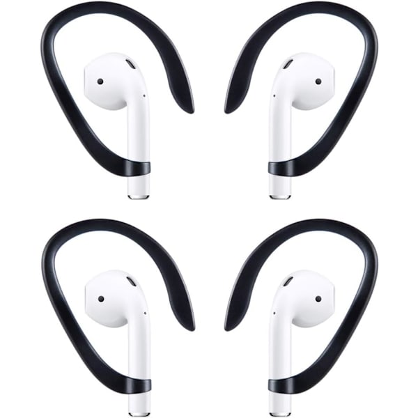 2 par AirPods-kompatible ørekroker, sportsørepropper for løping, jogging, sykling, treningssenter og andre treningsaktiviteter (svart)