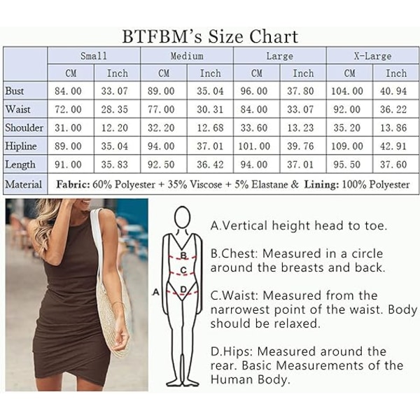 Avslappet sommerkjole for kvinner med rund hals, rynket, ermeløs tanktopp, bodycon-skjorte, korte minikjoler Coffee M