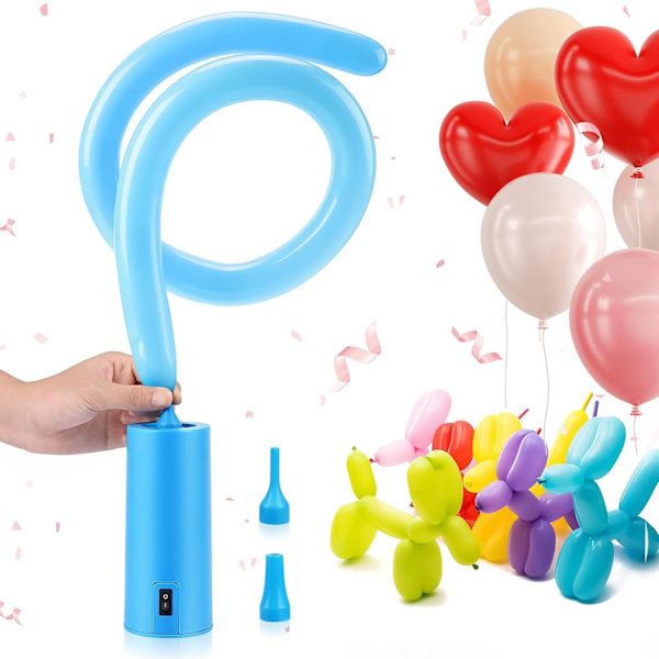 Elektrisk ballonpumpe, elektrisk ballonpumpe, leveres med to oppustelige hoveder, til fødselsdagsfest, bryllup, julepynt