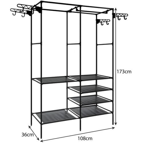 Vaateteline / Naulakko hyllyillä - 170cm black