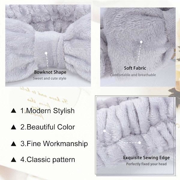 Hårbånd – 2 stk. sløjfehårbånd til kvinder, ansigtsmakeup, blødt koral fleece-hovedbånd til brusebad og ansigtsvask