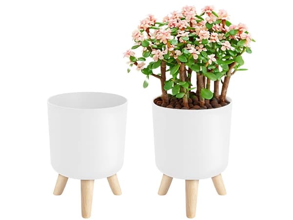 Blomsterpotte på ben - Hvit potte for hjem og hage