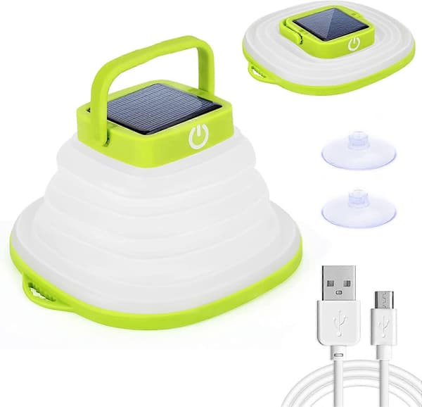 LED Solcelledrevet Campinglykt, Sammenleggbar, 3 Dimmermoduser
