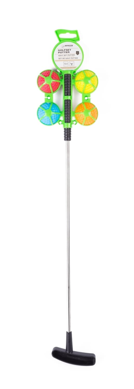Golfsett putter + 4 baller