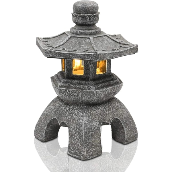 Solar Pagoda Lantern Staty Trädgårdsdekoration, Utomhus/Inomhus Zen Asian Dekoration för Landskap Balkong, Trädgård, Uteplats