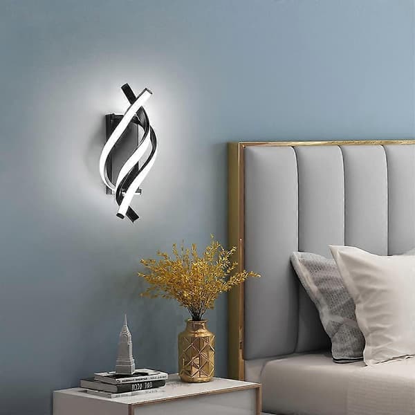 LED Indendørs Væglampe, Moderne 16W Buet Design, 6000K 2000 Lumen Sort