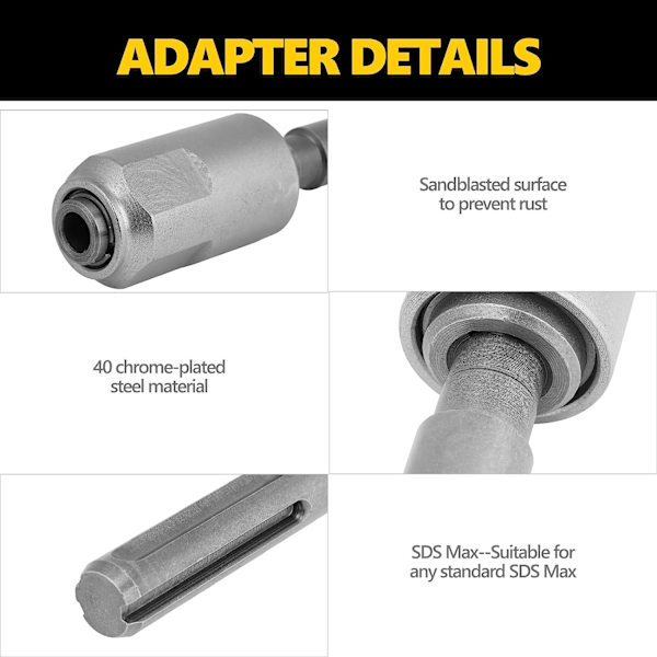 SDS Max till SDS Plus Adapter Borrchuck 40 Kromstål Konverter Skaft Snabbklämma Verktyg För Alla Standard SDS Max Borr