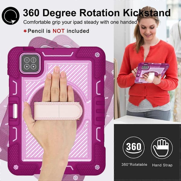 Fodral för Xiaomi Pad 7 Pro/7 Silikon+PC Ställbart Tabletskydd med Axelrem - Rosa+Pink