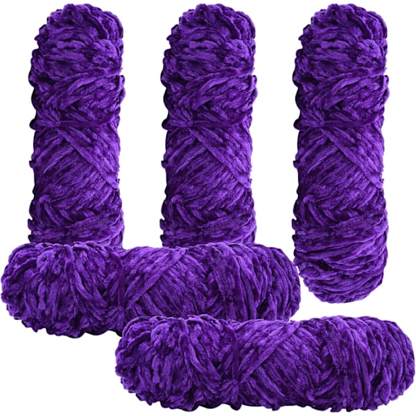 Stickgarn för Stickning och Virkning 5 x 100g Stickgarn för Virkning, Chenille Garn för Garnprojekt, Plyschbollar