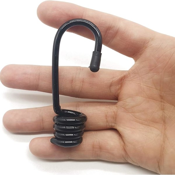 15 st plastbelagda bungee-sladdkrokar spiralformade sladdändar för elastiska sladdband (ingen bungee-sladd)