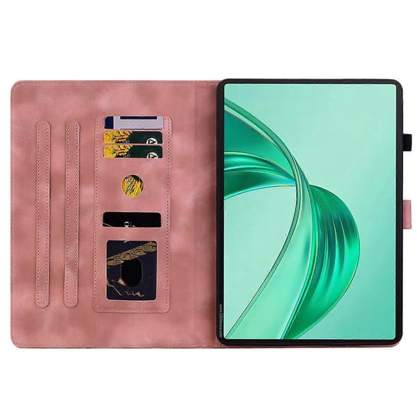 Fodral för Honor Pad X8a med liljemönster, kortfack, läderfodral för surfplatta - Rosa