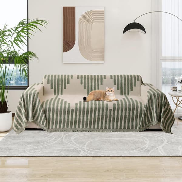 Sofabetræk Blødt Holdbart Vendbart Chenille Sofabetræk Sofabetræk Moderne Tern Universal Møbelbeskytter til 2-personers Sofa, Grøn, 180*260cm 180*260cm Green