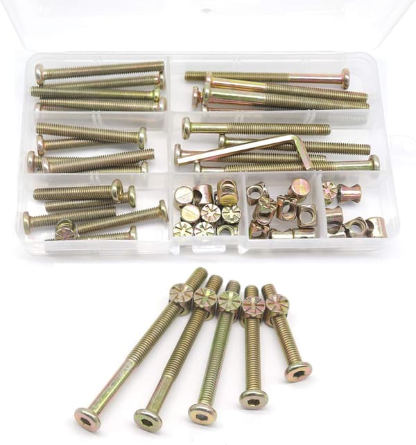 25-Set M6x40mm/ 50mm/ 60mm/ 70mm/ 80mm Hex Drive Socket Cap Screws Barrel Nuts Assortment Kit