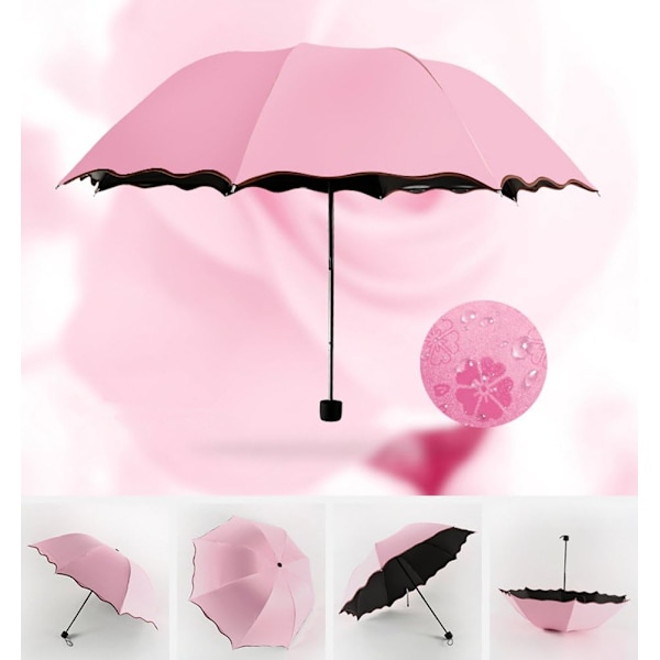 Damparasoll Paraply UV-skydd för kvinnor Parasol Lätt Anit-UV Paraplyer för Sommarsolskydd Princess Pink