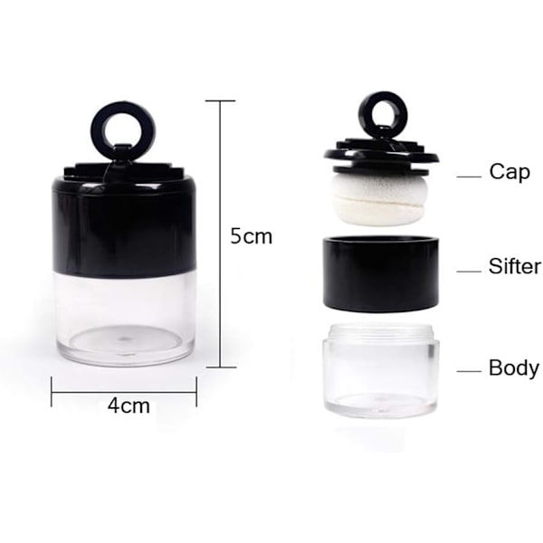 2-pack 10g påfyllningsbar kompaktfodral med pufflock och sil DIY kosmetisk foundation kompaktfodral