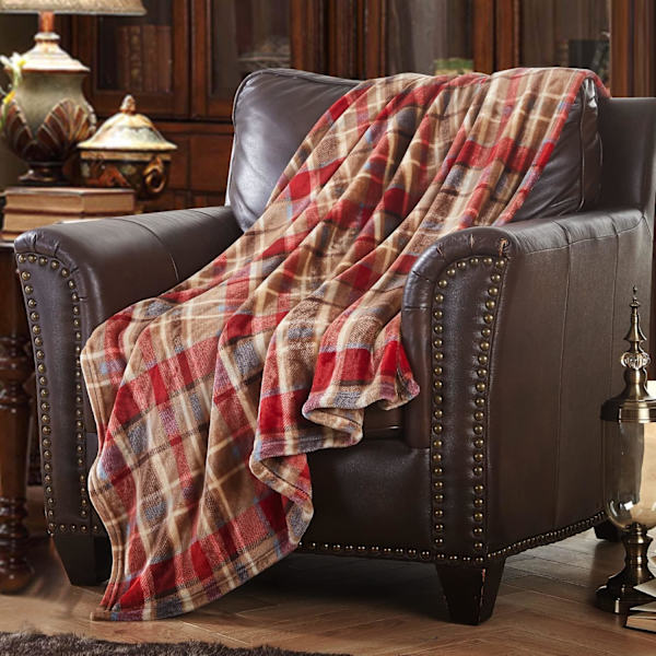 Fleecepledd for sofa, seng, stol - Myk, fargerik, oversized, dekorativt ultra-plysj teppe (150x200cm, rød rutete)