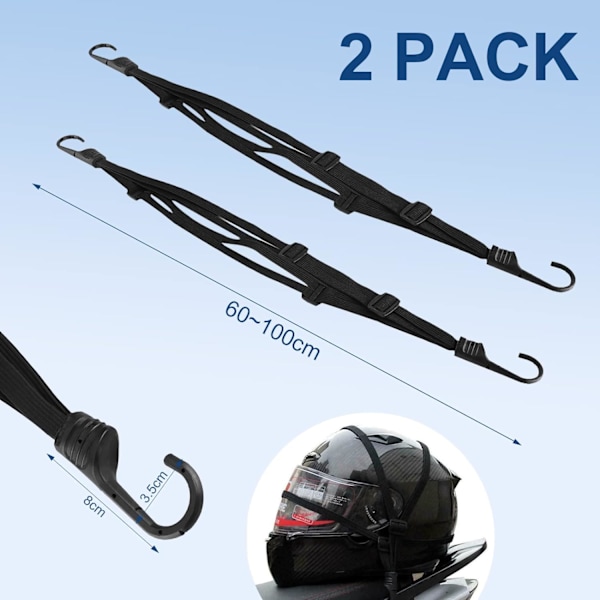 Bungee-snore med kroge, 2 stk. Justerbare bagageremme Bungee-snore, Elastisk rem med 4 glidebeslag til hjelm skuldertaske lukning