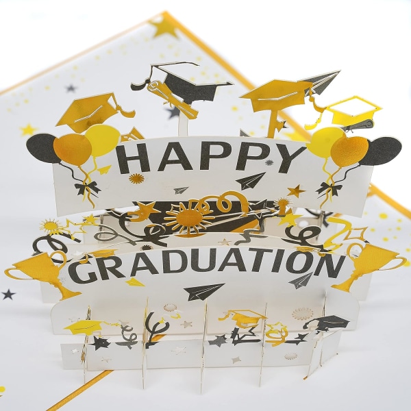 Avläggande pop up-kort, handgjorda 3D-gratulationskort, glad examensfirande förskola